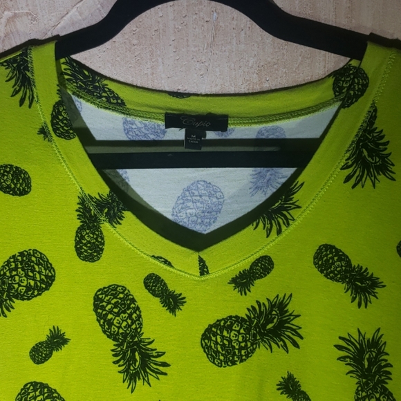 Cupio Green Pineapple Top Short Sleeve Blouse M - Picture 5 of 7